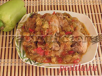 Рецепт куриных голеней с овощами на сковороде