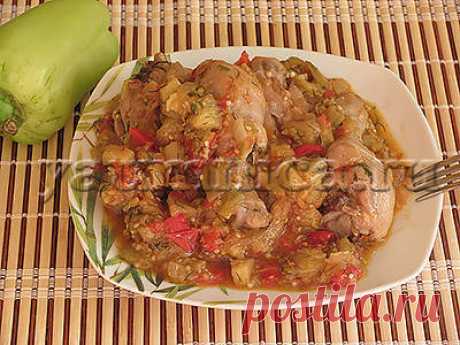 Рецепт куриных голеней с овощами на сковороде