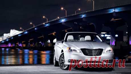 Обои фото, chrysler, авто обои, машины, ночь, свет, мосты, 200 convertible, крайслер, огни на рабочий стол 101443