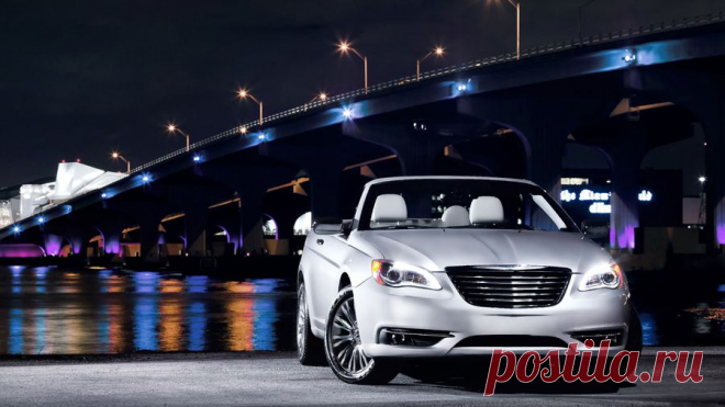 Обои фото, chrysler, авто обои, машины, ночь, свет, мосты, 200 convertible, крайслер, огни на рабочий стол 101443