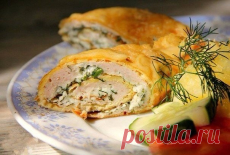 Куриные рулеты с творогом