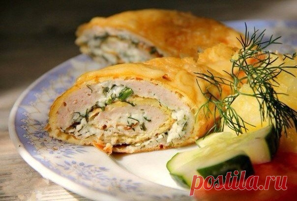 Куриные рулеты с творогом