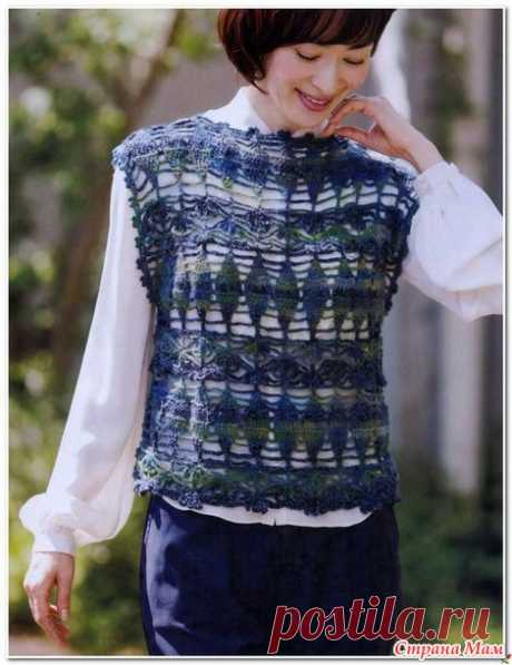 Ажурный топ\безрукавка очень красивым и необычным узором. Крючок. - ВЯЗАНАЯ МОДА+ ДЛЯ НЕМОДЕЛЬНЫХ ДАМ - Страна Мам
