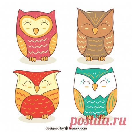 Набор счастливых сов рисованный Более миллиона свободных векторов, PSD, фотографии и бесплатные иконки. Эксклюзивные халявы и все графические ресурсы, которые необходимые для ваших проектов