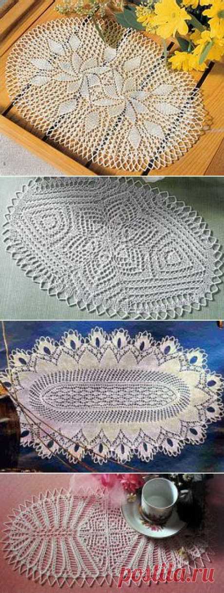Овальные салфетки спицами..