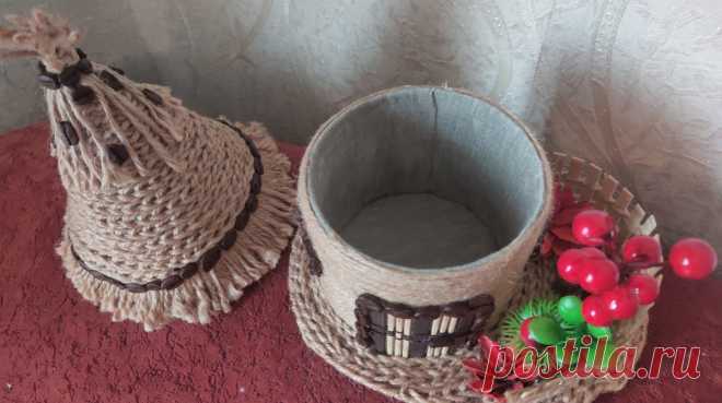 Hand-made товароы: шкатулка домик гномика из джута. купить у мастера без наценок!