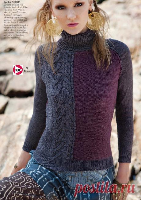 Вязание джемпера Raglan, дизайн 22, Vogue fall 2013
