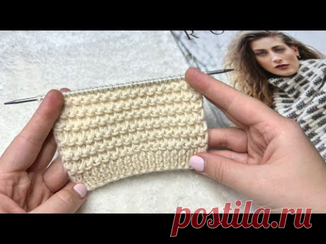 Он вам понравится! НЕ ПОВЕРИТЕ КАК ЛЕГКО ВЯЖЕТСЯ! Рельефный узор для шапки спицами