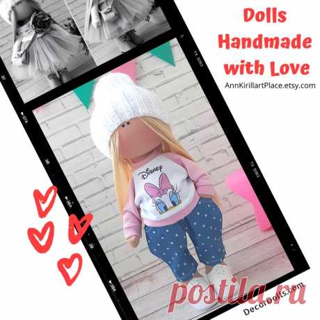 Fabric Tilda Doll Textile Doll Blonde Doll Soft Doll Cloth | Etsy