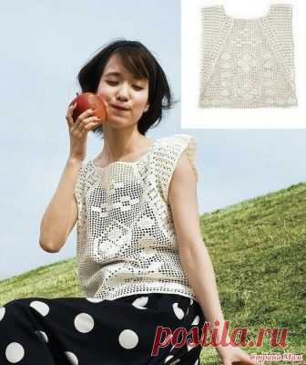 Эклектика техник вязания. Ажурная кофточка крючком. Knit Ange Summer 2018.