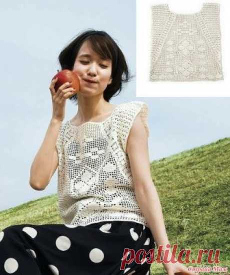 Эклектика техник вязания. Ажурная кофточка крючком. Knit Ange Summer 2018.