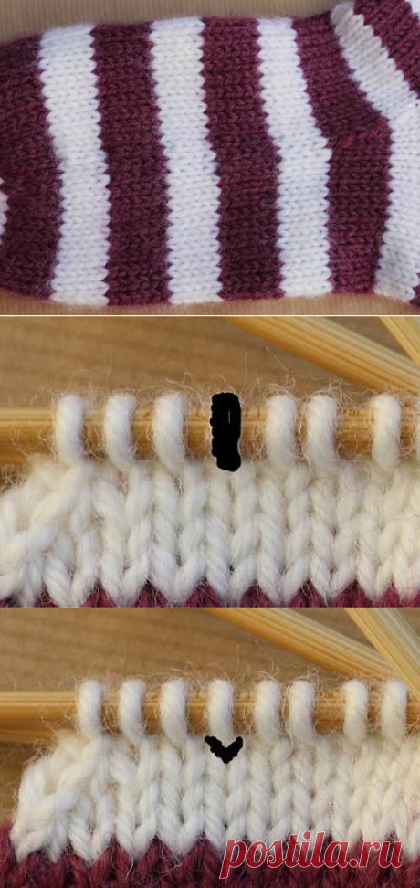 Маленькая хитрость-цветное вязание по кругу