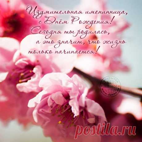 Изумительная именинница, с днем рождения! Сегодня ты родилась, а это значит, что жизнь только начинается! - открытка №7858 рубрики Открытки с днём рождения по теме с днём рождения с цветами, с днём рождения женщине