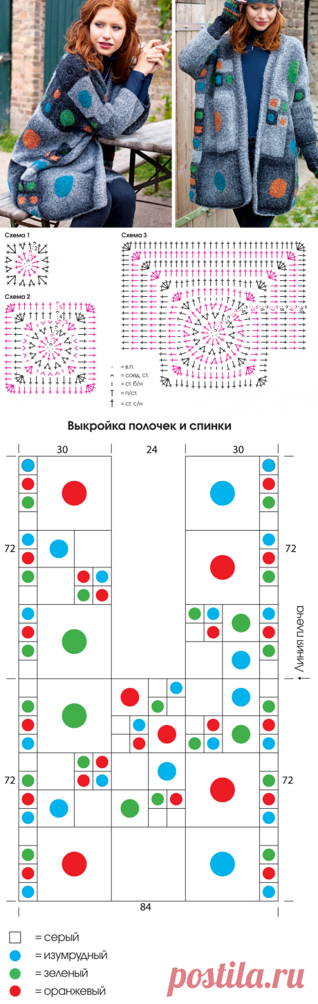 Дизайнерский кардиган - схема вязания крючком. Вяжем Кардиганы на Verena.ru