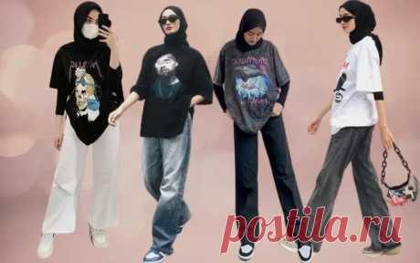 Casual Weekend Look: How To Style Oversized Tee For Curvy Women - Hijab-style.com