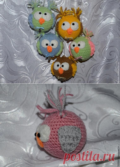 Вяжем Совушек на елку - Ярмарка Мастеров - ручная работа, handmade