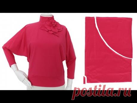 🌺 Самая легкая цельная элегантная блузка с рукавами летучей мыши по шитью и раскройке