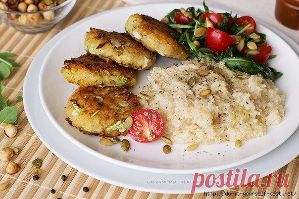 Быстрые гороховые котлеты с овощами
