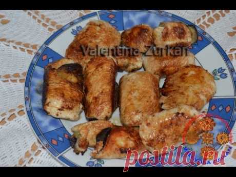 Куриные рулетики с баклажанами. Hähnchenröllchen mit Auberginen.