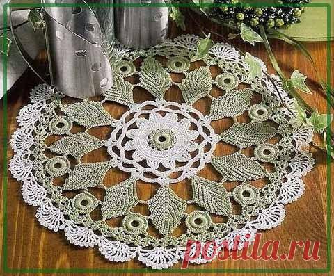 Двухцветные салфетки крючком + схемы | Уют и тепло моего дома