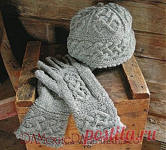 Вязаный комплект: шапка и перчатки | DAMские PALьчики. ru