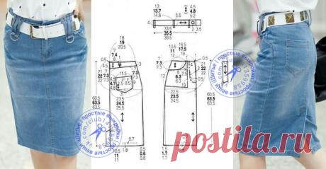 Джинсовая юбка, выкройка на размеры 44, 46, 48 (рос.).
#простыевыкройки #простыевещи #шитье #юбка #деним #выкройка