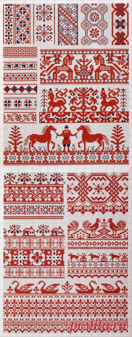 Старинные узоры вышивки крестиком