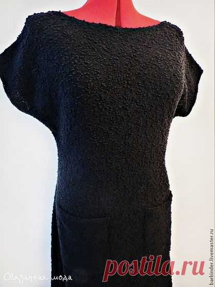 Вязаное платье " Мелодика" - черный,однотонный,платье,элегантное платье