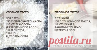 5 основных рецептов теста в одном месте. Сохраняем в кулинарную копилку! Не подборка, а клад!