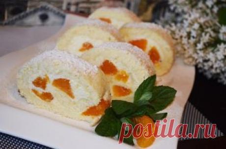 Нежный рулет с творожно-сливочной начинкой - пошаговый рецепт с фото - как приготовить - ингредиенты, состав, время приготовления - Дети Mail.Ru