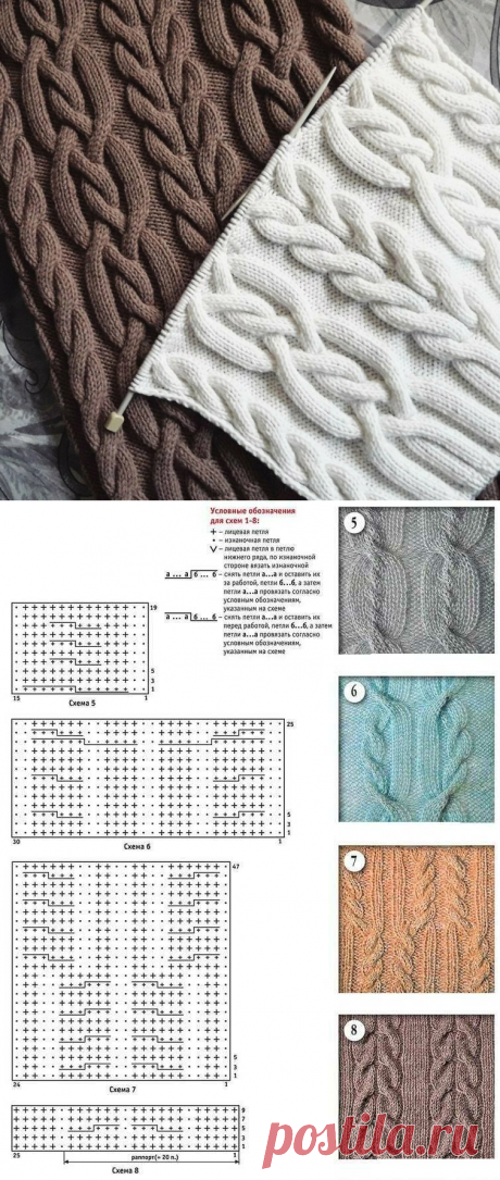 Подборка красивых и необычных кос спицами. Косы спицами, схемы. | Вязание спицами. Рукоделие. | Яндекс Дзен