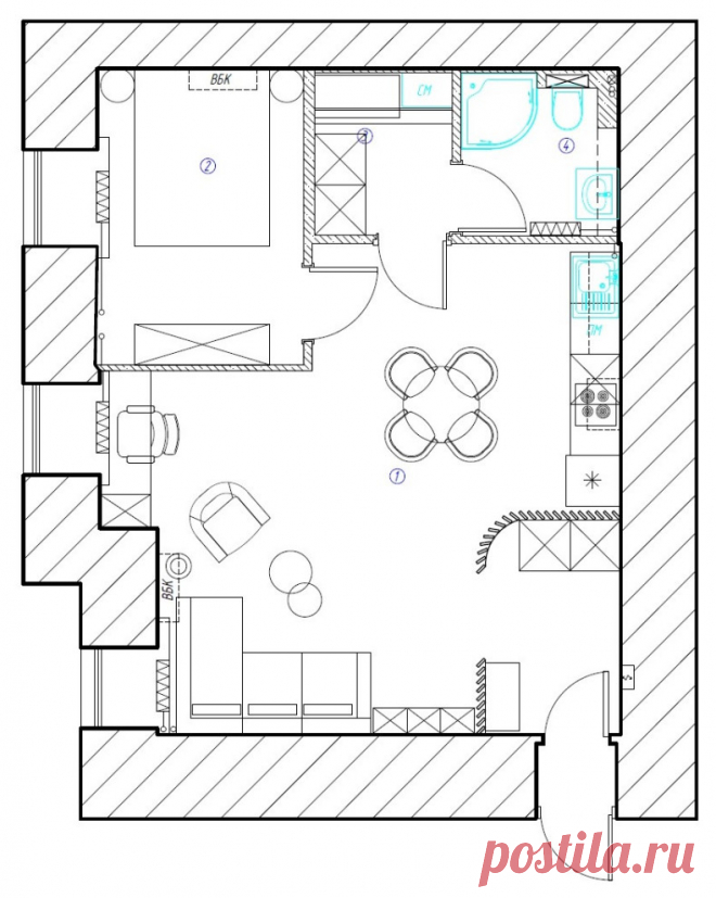 До и после: Уютная квартира на месте бывшего офиса | Houzz Россия