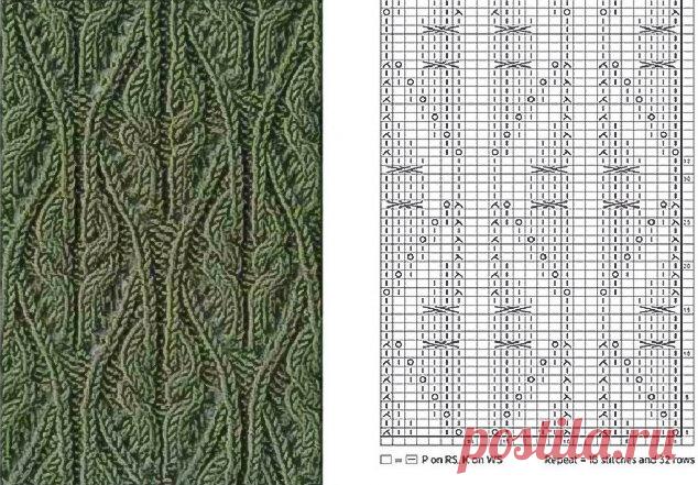 Растительные узоры спицами со схемами для вашей копилочки: 18 интересных вариантов | Вяжем вместе! | Дзен