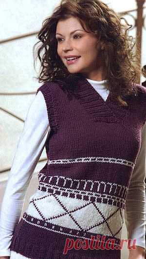 ЖИЛЕТ С ЖАККАРДОВЫМ УЗОРОМ