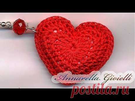 Tutorial - Orecchini Cuore 3D all'uncinetto. ( 3D heart crochet) - YouTube