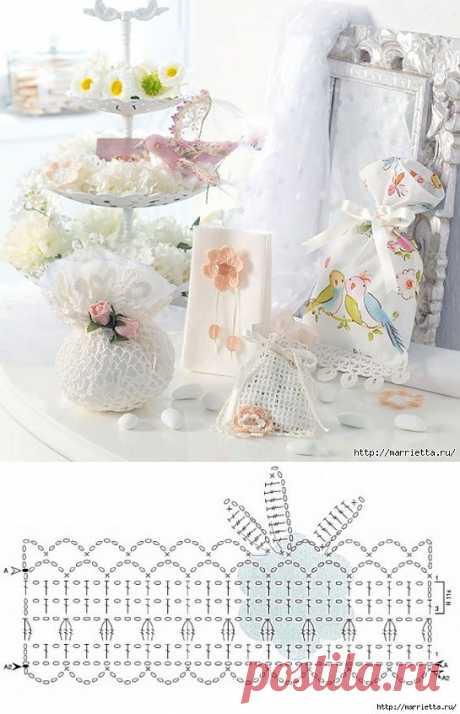 Вязание крючком. САШЕ и мешочки для подарков. Схемы.