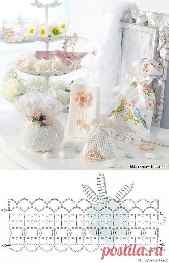 Вязание крючком. САШЕ и мешочки для подарков. Схемы.