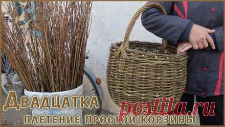 Плетение простой корзины ДВАДЦАТКА из лозы, ивового прута