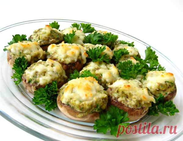 Запеченные фаршированные шампиньоны | Закуски и бутерброды | La-Minute - Вкусные рецепты с фото и пошаговым приготовлением !