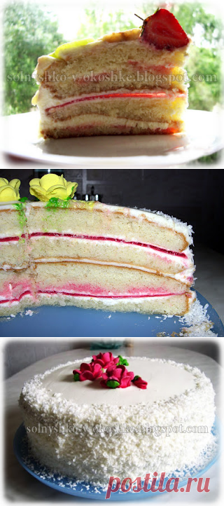 Солнечный дом: Бисквитный торт с клубникой и киви