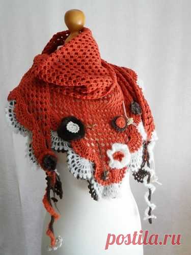 Шаль вязаная Boho.Autumn - Шали,шарфы,палантины