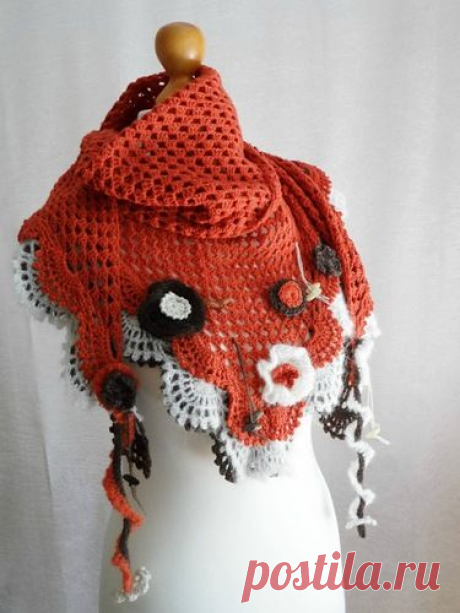 Шаль вязаная Boho.Autumn - Шали,шарфы,палантины