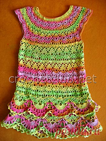 Яркое вязаное платьице для малышки - Вязание Крючком. Блог Настика
