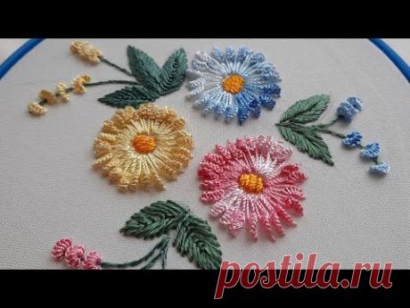 Цветочная вышивка | 3Д Цветы | #shorts