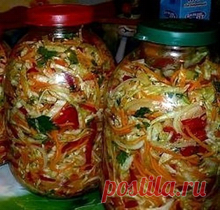 Салат из капусты с болгарским перцем и морковью на зиму