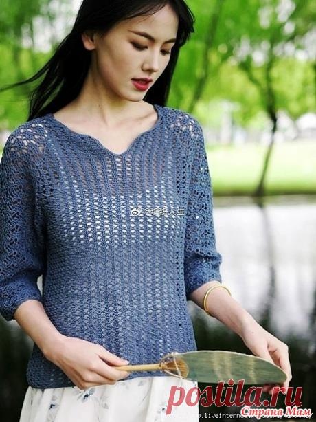 Голубой ажурный джемпер Waner. - Все в ажуре... (вязание крючком) - Страна Мам