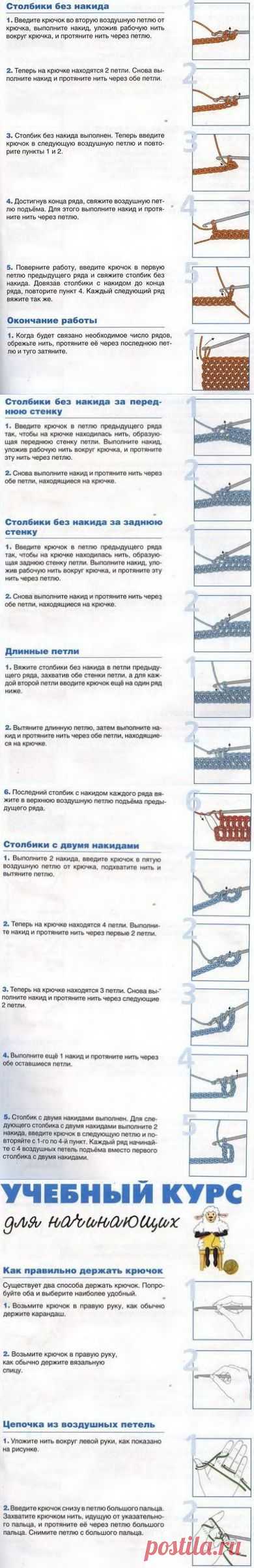 Учебный курс для начинающих вязать крючком в картинках | Домоводство для всей семьи