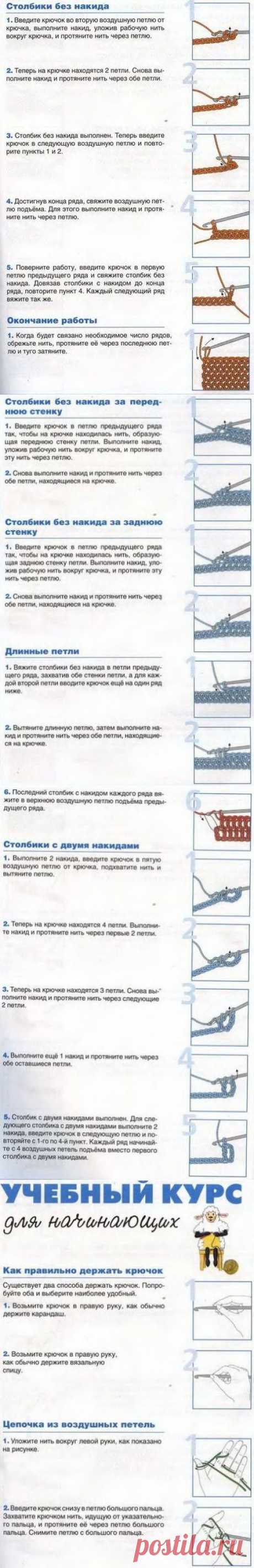 Учебный курс для начинающих вязать крючком в картинках | Домоводство для всей семьи