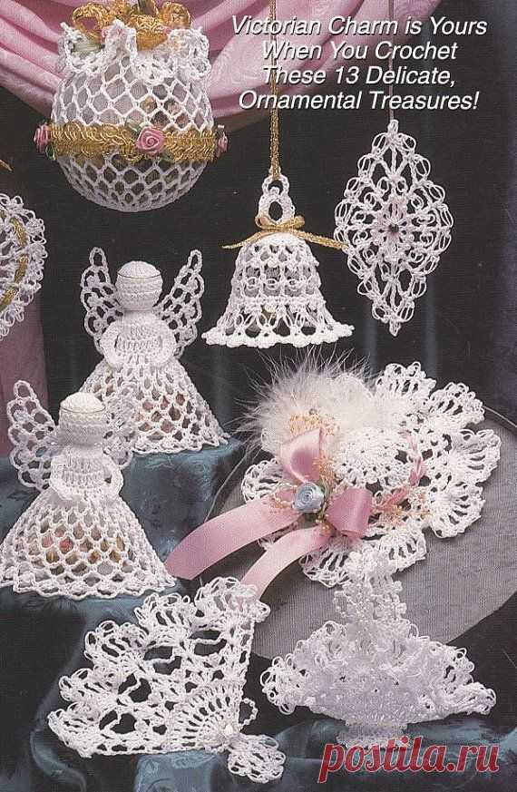 Victorian Christmas Ornaments Crochet Patterns - Victorian Memories III Angel…