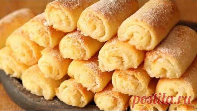 ТВОРОЖНОЕ Печенье ТРУБОЧКИ с Начинкой 🥥 | Быстро и Просто к ЧАЮ!